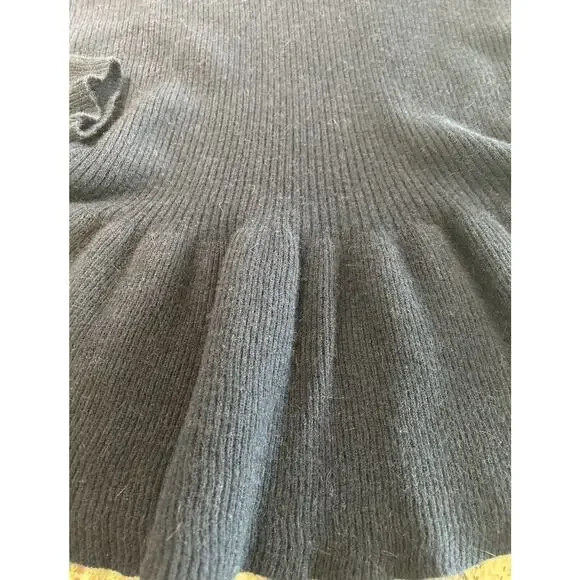 Tory Burch Madeline Med Wool Long Sleeve Rib Peplum Sweater Navy Blue Angora EUC - Picture 10 of 11